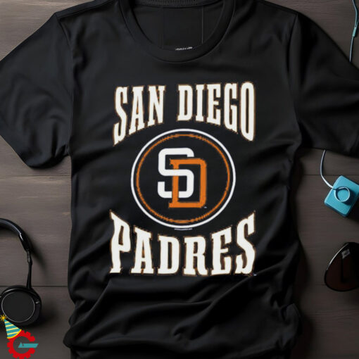 Men's San Diego Padres Mitchell & Ness Navy Arched Logo Slub T Shirt