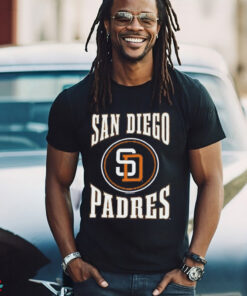 Men's San Diego Padres Mitchell & Ness Navy Arched Logo Slub T Shirt