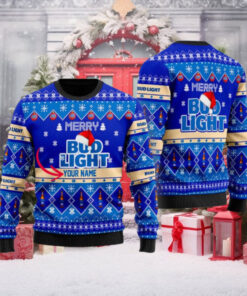 Merry Bud Light Beer Personalized Ugly Christmas Sweater Gift For Holiday 2024