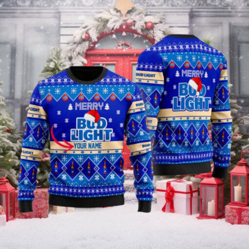 Merry Bud Light Beer Personalized Ugly Christmas Sweater Gift For Holiday 2024