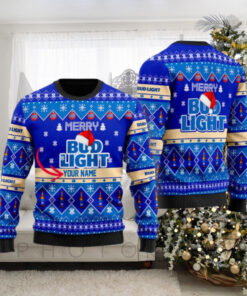 Merry Bud Light Beer Personalized Ugly Christmas Sweater Gift For Holiday 2024