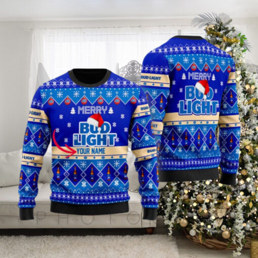 Merry Bud Light Beer Personalized Ugly Christmas Sweater Gift For Holiday 2024