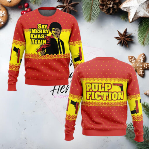 Merry Xmas Again Pulp Fiction Ugly Christmas Sweater