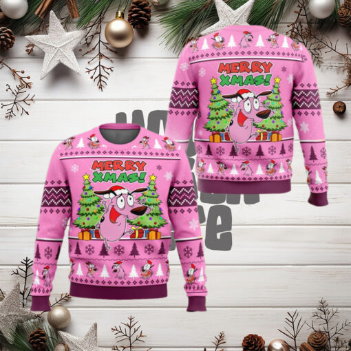 Merry Xmas Courage The Cowardly Dog Ugly Christmas Sweater