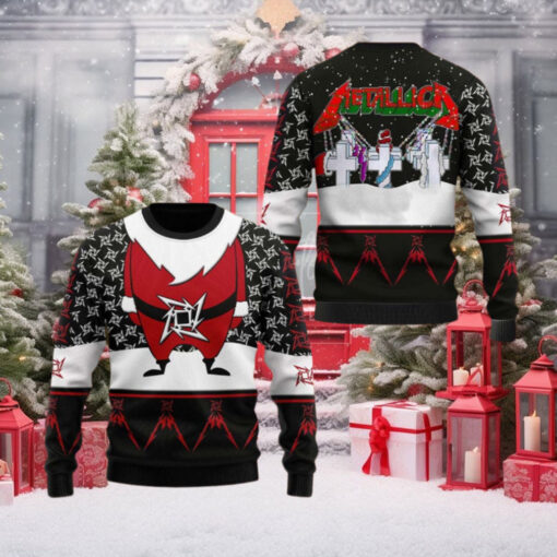 Metallica Merry Christmas Master Of Puppets Santa Style Snowy Night Holiday Ugly Christmas Sweater Gift For Holiday 2024