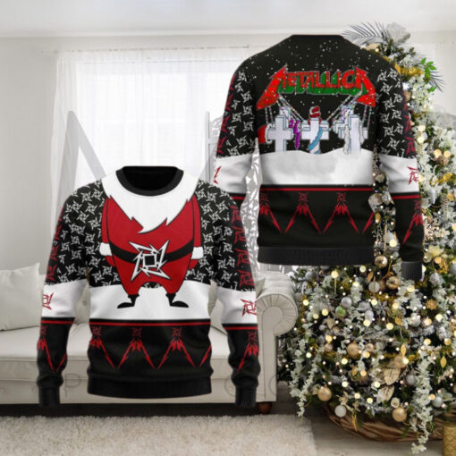 Metallica Merry Christmas Master Of Puppets Santa Style Snowy Night Holiday Ugly Christmas Sweater Gift For Holiday 2024