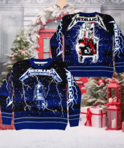 Metallica Ride The Lightning Skeleton Santa On The Electric Chair Iconic Ugly Ugly Christmas Sweater Gift For Holiday