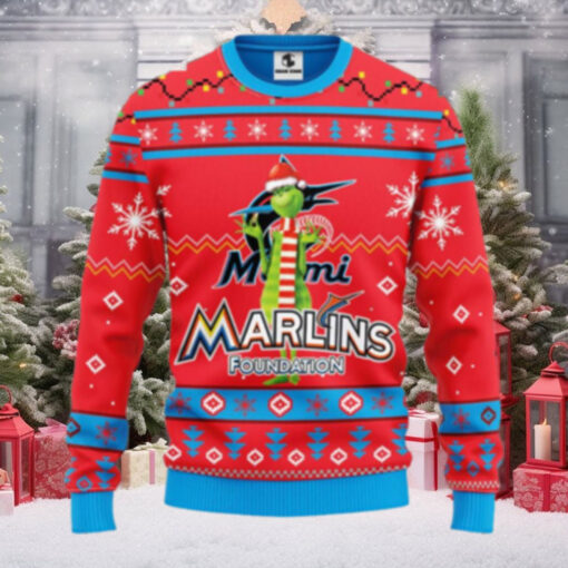 Miami Marlins Grinch Foundation Red Ugly Christmas Sweater