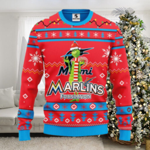 Miami Marlins Grinch Foundation Red Ugly Christmas Sweater