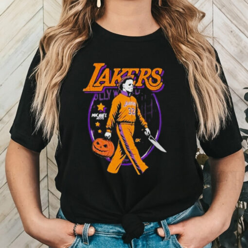 Michael Myers x Los Angeles Lakers NBA Graphic 2024 t shirt