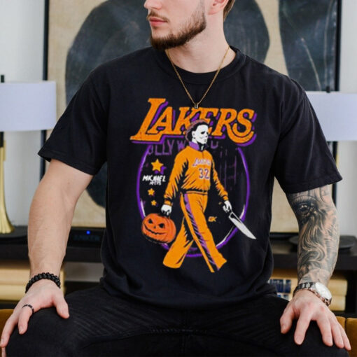 Michael Myers x Los Angeles Lakers NBA Graphic 2024 t shirt