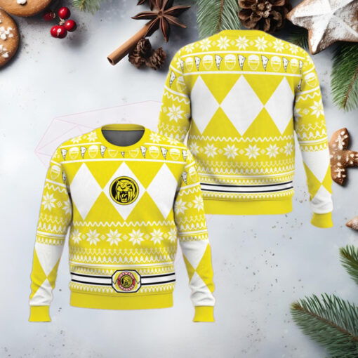 Mighty Morphin Yellow Ranger Power Rangers Ugly Christmas Sweater