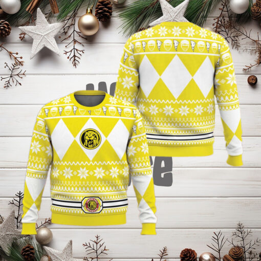 Mighty Morphin Yellow Ranger Power Rangers Ugly Christmas Sweater