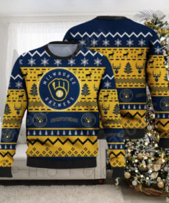 Milwaukee Brewers Blue And Yellow Deer Pattern Ugly Sweater