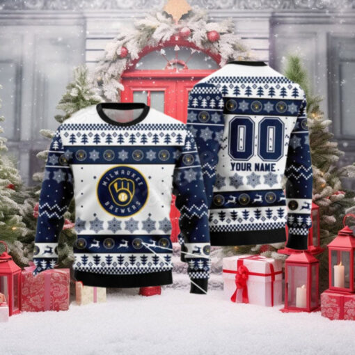 Milwaukee Brewers Custom Snowflake Holiday Ugly Sweater