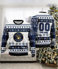 Milwaukee Brewers Custom Snowflake Holiday Ugly Sweater