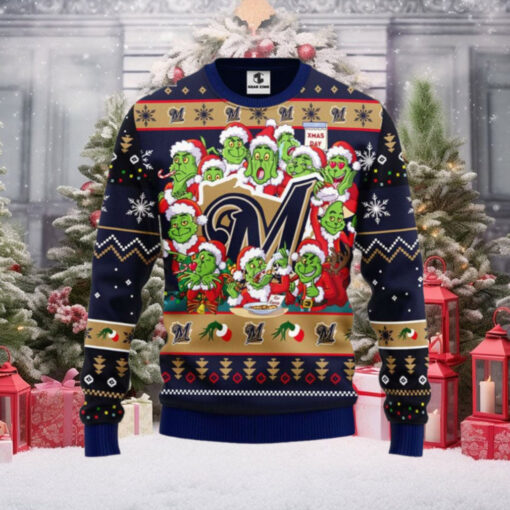 Milwaukee Brewers Grinch Family Xmas Day Ugly Sweater