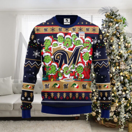 Milwaukee Brewers Grinch Family Xmas Day Ugly Sweater