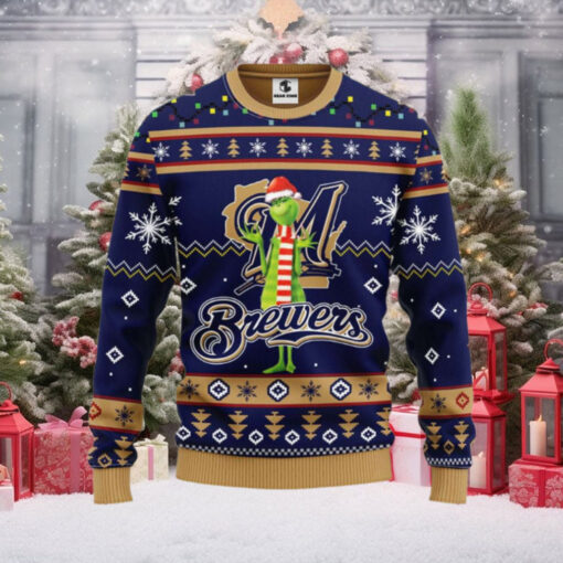 Milwaukee Brewers Grinch Festive Christmas Ugly Sweater