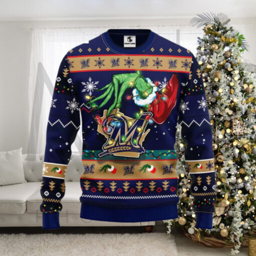 Milwaukee Brewers Grinch Stealing Christmas Ugly Sweater