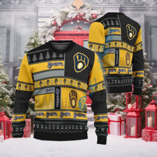 Milwaukee Brewers Patchwork Pattern Ugly Christmas Sweater