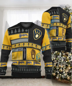 Milwaukee Brewers Patchwork Pattern Ugly Christmas Sweater