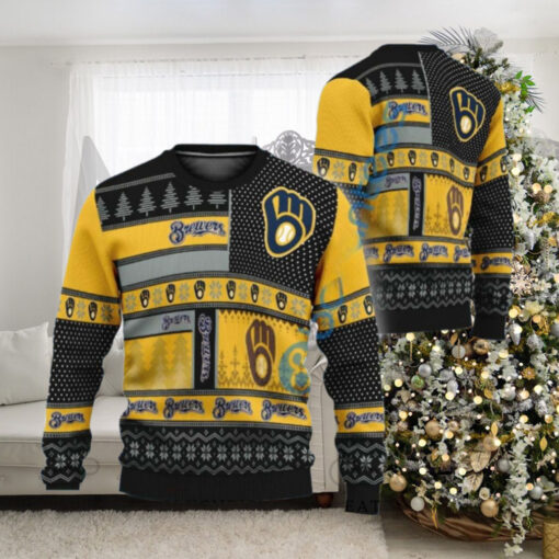 Milwaukee Brewers Patchwork Pattern Ugly Christmas Sweater