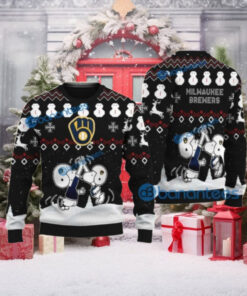 Milwaukee Brewers Snoopy High Five Ugly Christmas Sweater