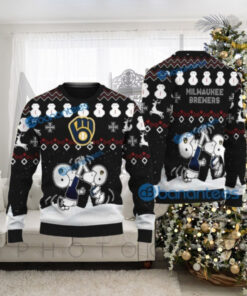 Milwaukee Brewers Snoopy High Five Ugly Christmas Sweater