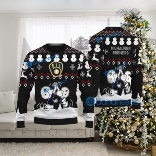 Milwaukee Brewers Snoopy High Five Ugly Christmas Sweater