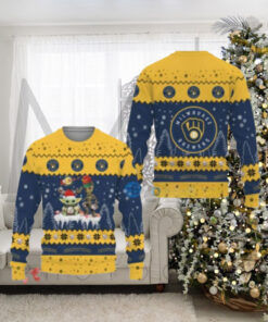 Milwaukee Brewers Yellow Festive Tree Ugly Christmas Sweater