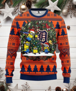 Minions Decorating Detroit Tigers Tree Ugly Christmas Sweater