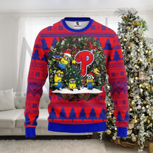 Minions Philadelphia Phillies Wreath Christmas Ugly Sweater