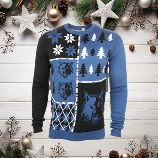 Minnesota Timberwolves NBA Busy Block Ugly Sweater Holiday Ugly Christmas Sweater