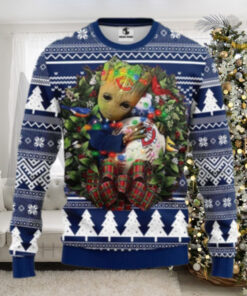 Minnesota Twins Baby Groot Christmas Lights Ugly Sweater