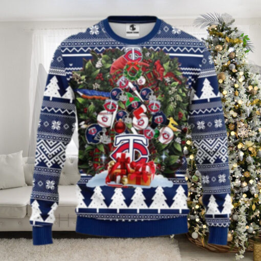 Minnesota Twins Baseballs And Gifts Christmas Tree Ugly Sweater