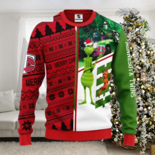 Minnesota Twins Grinch And Scooby doo Ugly Christmas Sweater