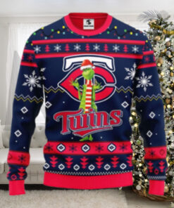 Minnesota Twins Grinch Santa Holiday Ugly Christmas Sweater