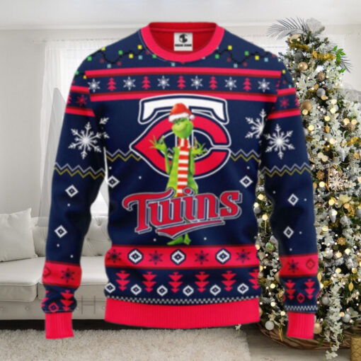 Minnesota Twins Grinch Santa Holiday Ugly Christmas Sweater