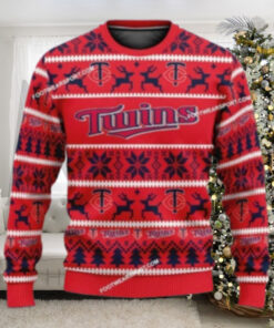 Minnesota Twins Holiday Reindeer Knitted Ugly Christmas Sweater