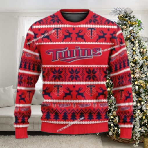 Minnesota Twins Holiday Reindeer Knitted Ugly Christmas Sweater