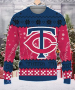 Minnesota Twins Logo Pattern Ugly Christmas Sweater