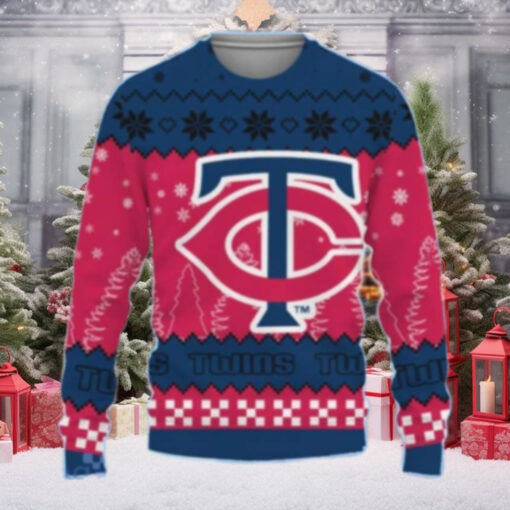 Minnesota Twins Logo Pattern Ugly Christmas Sweater