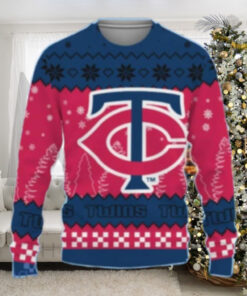 Minnesota Twins Logo Pattern Ugly Christmas Sweater