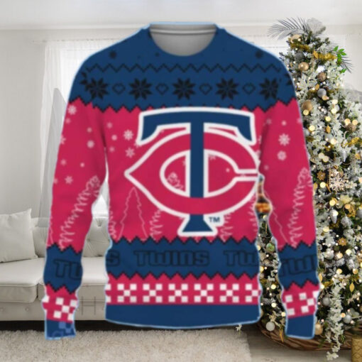 Minnesota Twins Logo Pattern Ugly Christmas Sweater