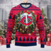 Minnesota Twins Pug Reindeer Christmas Wreath Ugly Sweater