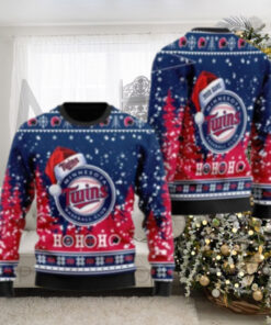 Minnesota Twins Santa Hat Snowflake Ho Ho Ho Personalized Ugly Sweater