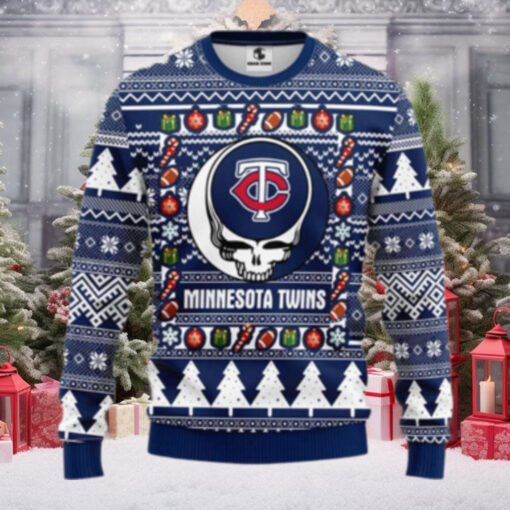 Minnesota Twins Skull And Gifts Ugly Christmas Sweater