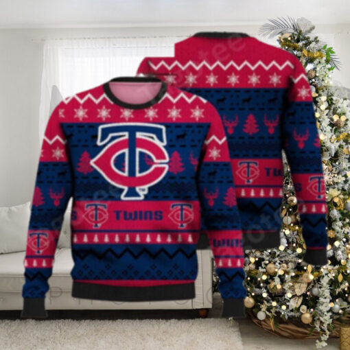 Minnesota Twins Snowflake Reindeer Ugly Christmas Sweater