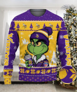 Minnesota Vikings The Grinch Drink Coffee Ugly Christmas Sweater